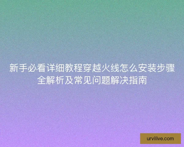 新手必看详细教程穿越火线怎么安装步骤全解析及常见问题解决指南